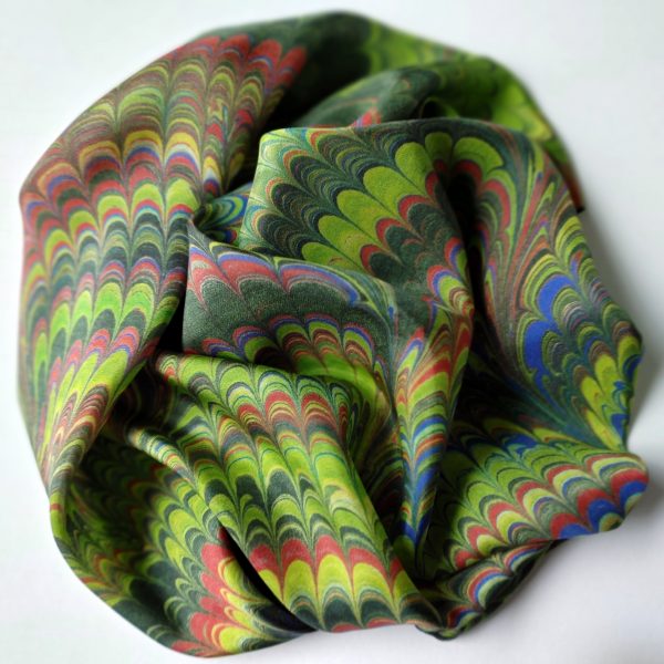 26" Square Silk Scarf - Waves of Green