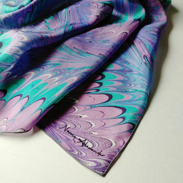 26" Square Silk Scarf - Spring Crocus - Image 4